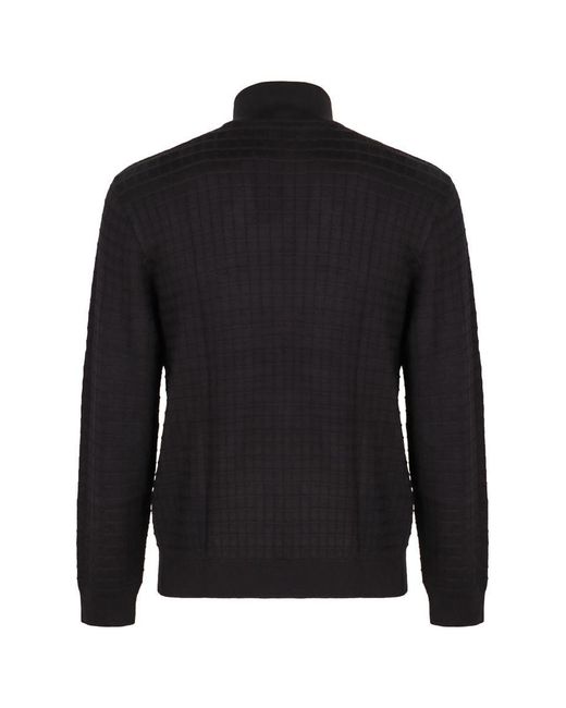 Emporio Armani Black High Collar Zipped Cardigan for men