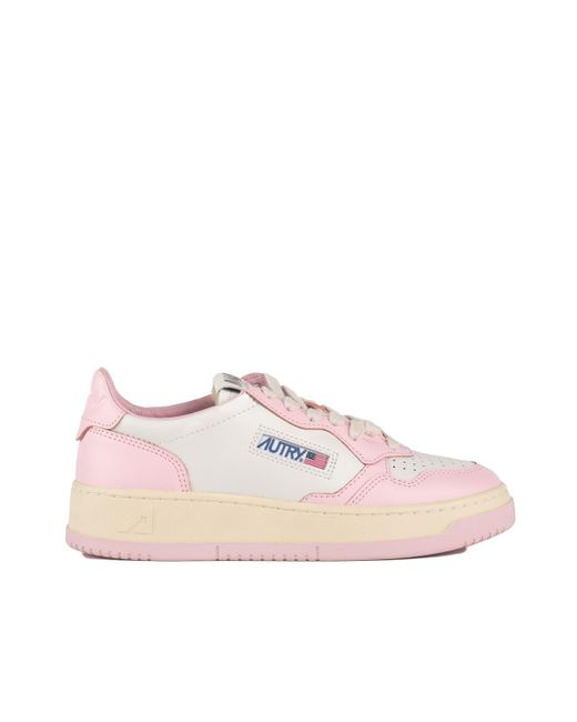 Autry Pink And Two-Tone Leather Medalist Low Sneakers