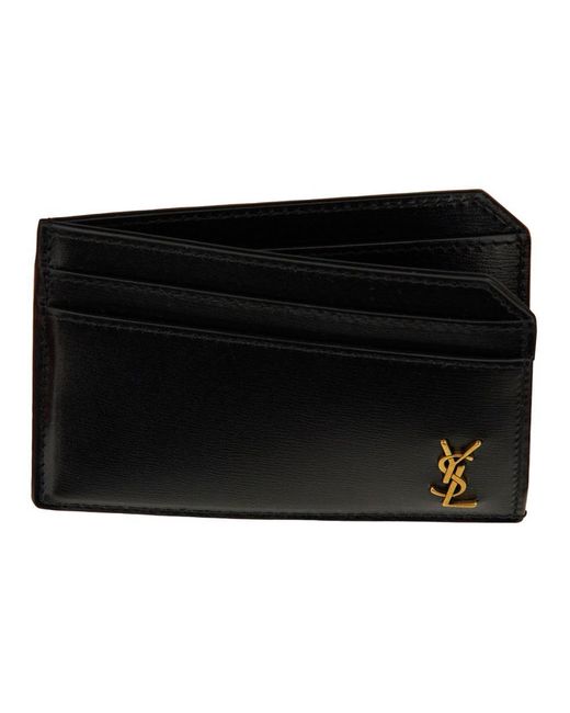 Saint Laurent Black Open Card Case "Tiny Cassandras" for men