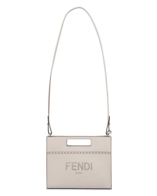 Fendi Gray Leather Handbag for men