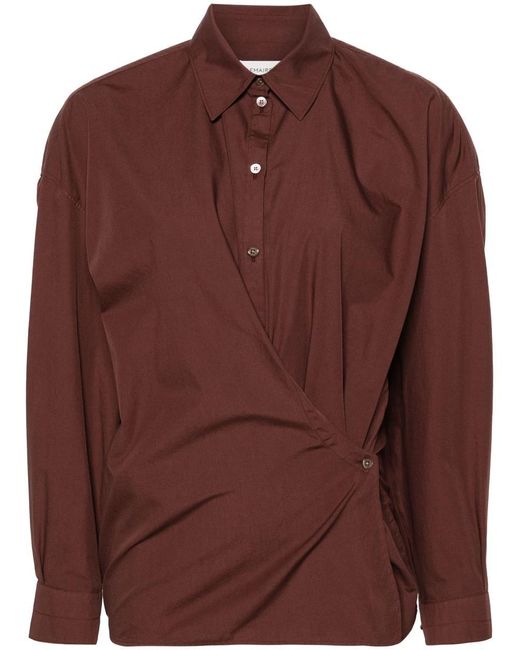 Lemaire Brown Straight Collar Twisted Shirt Clothing