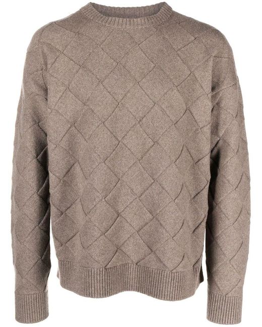 Bottega Veneta Brown Intrecciato Wool Sweater for men