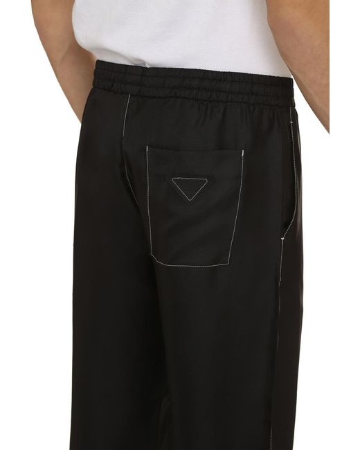 Prada Black Silk Trousers for men