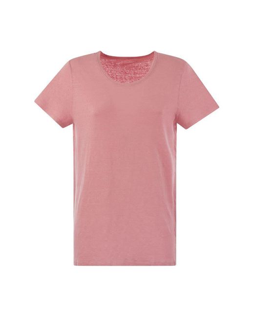 Majestic Filatures Pink Crew-Neck T-Shirt