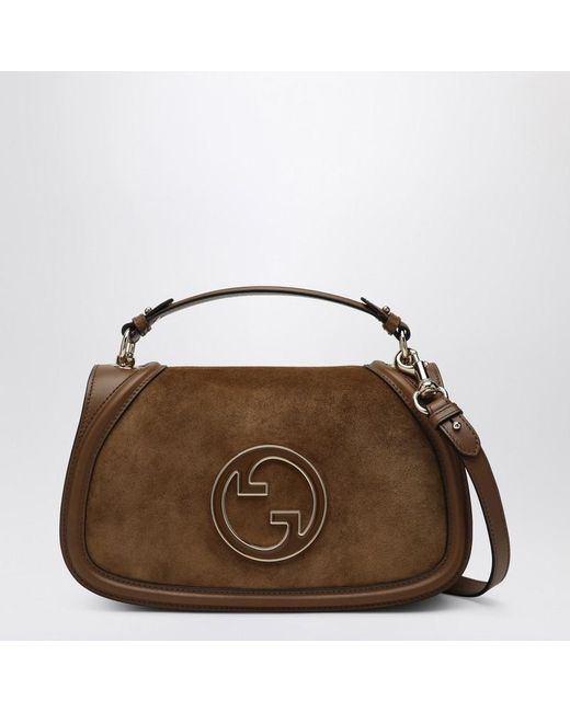 Gucci Brown Mini Blondie Shoulder Bag In Suede