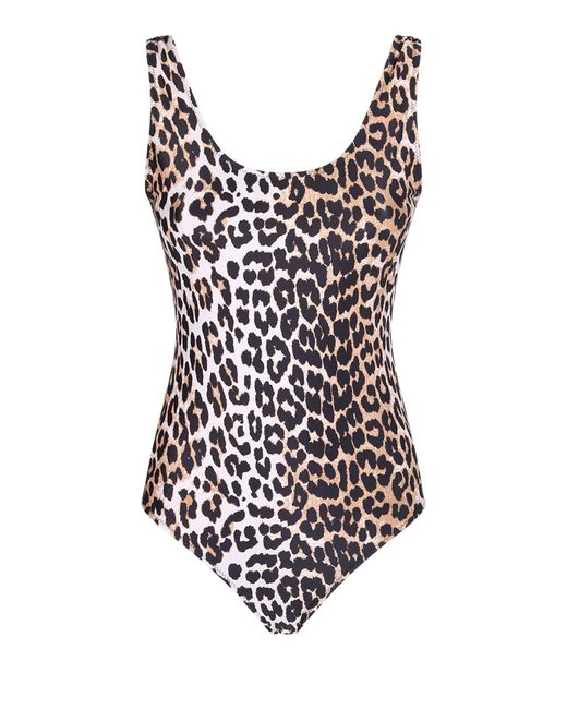 Ganni Multicolor Leopard Print One Piece Swimsuit