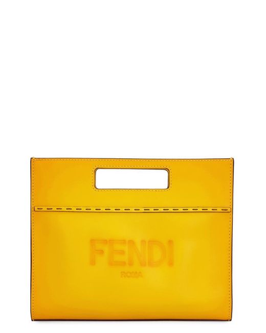 Fendi Yellow Mini Leather Tote for men