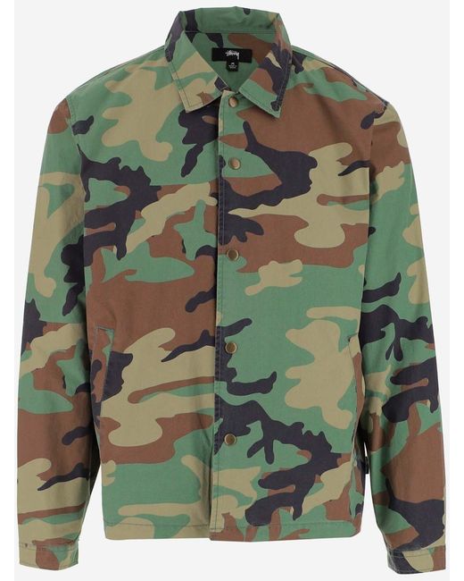 Stussy Camo Pattern Cotton Jacket in Green for Men | Lyst