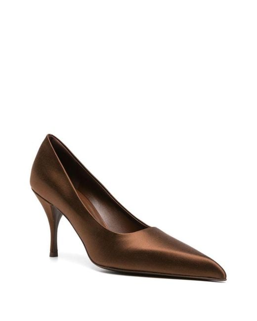 Prada Brown Pointed-Toe Satin Pumps