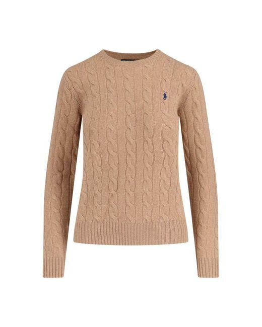 Polo Ralph Lauren White Cable-Knit Cashmere Blend Sweater With Logo Embroidery