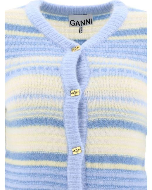 Ganni Blue Striped Cardigan