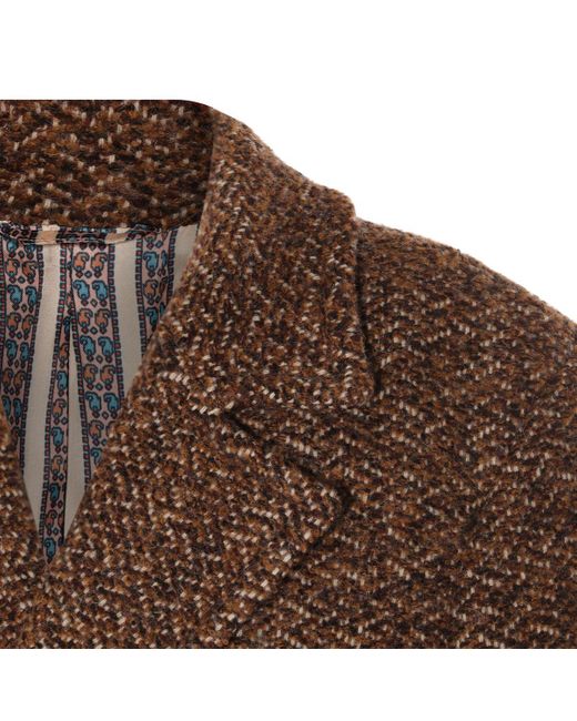 Etro Brown Dark Wool Coat for men