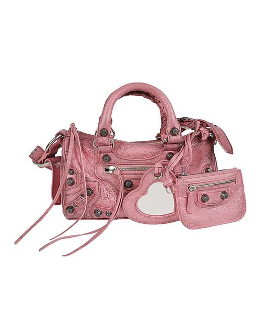 Balenciaga Pink Le Cagole Mini Leather Duffle Bag