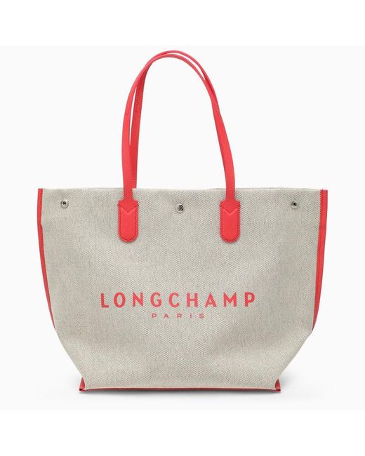 Longchamp Red Essential L Shopping Bag Canvas/strawberry
