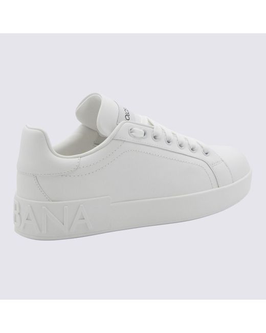 Dolce & Gabbana White Leather Portofino Sneakers