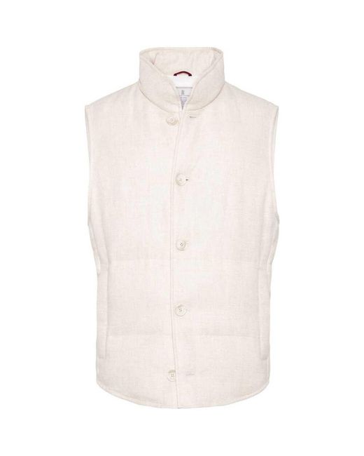Brunello Cucinelli White Outwear Waistcoats for men