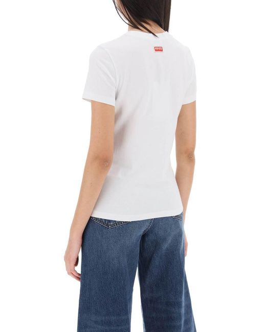 KENZO White Crew Neck T Shirt With Embroidery