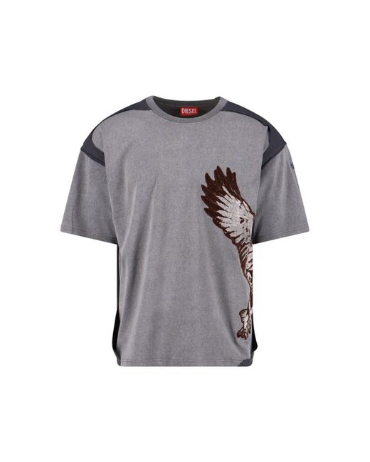 DIESEL Gray Peeloff" T-Shirt With Eagle Print for men