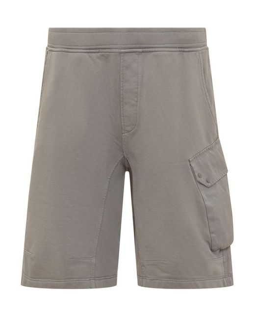C P Company Gray Elastic Waist Shorts for men