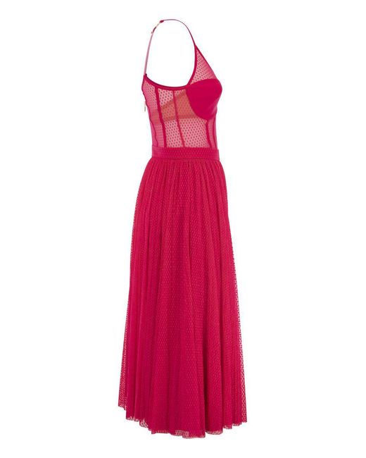 Elisabetta Franchi Red Tulle Bustier Dress
