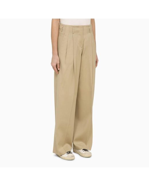 Golden Goose Deluxe Brand Natural Wide Sand-Coloured Trousers