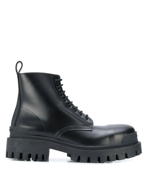 Balenciaga Leather Strike Lace-up Boots in Black for Men - Save 58% | Lyst