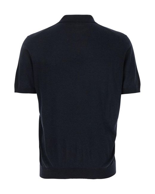 Tagliatore Blue Silk Polo Shirt for men