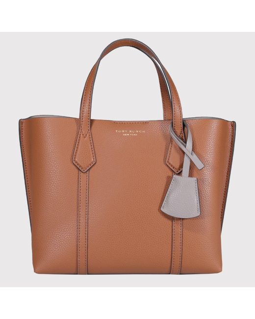 Tory Burch Brown Light Umber Leather Perry Small Tote Bag