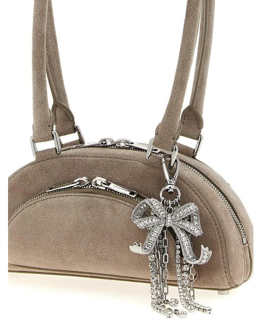 Self-Portrait White 'Suede Mini With Charm' Shoulder Bag