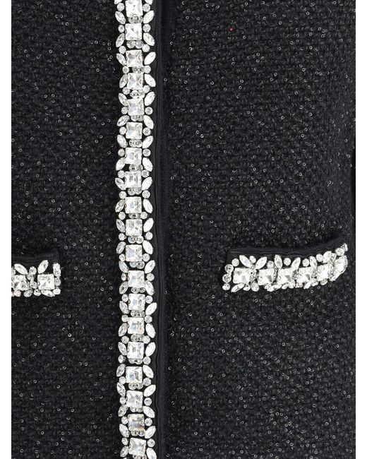 Self-Portrait Black Knitted Cardigan With Sequins