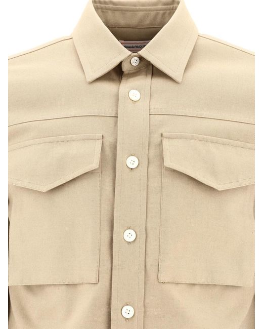 Alexander McQueen Natural Overshirt With Flap Pockets for men