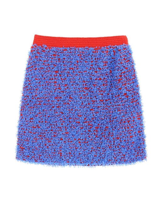 Tory Burch Blue Confetti Tweed Mini Skirt
