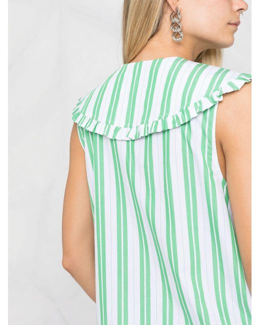 ganni green striped shirt