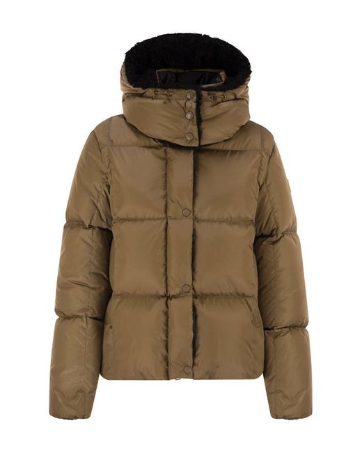 Moncler Green Castelnou - Short Down Jacket With Hood And Square Quilting