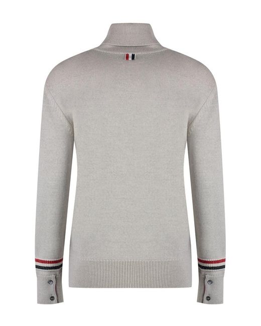 Thom Browne Gray Wool Turtleneck Sweater