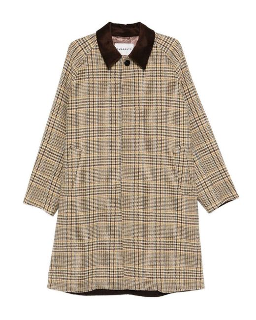 Amaranto Long Wool Coat With Check Pattern in Natural for Men | Lyst