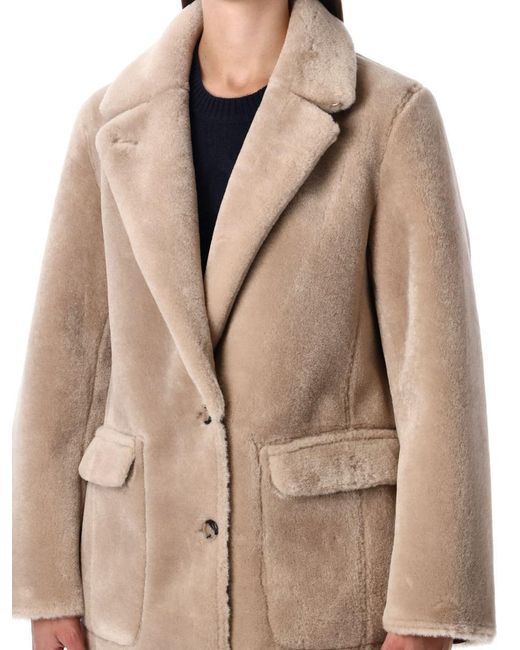 Urbancode Natural Reversible Faux Fur Coat With Suede Interior