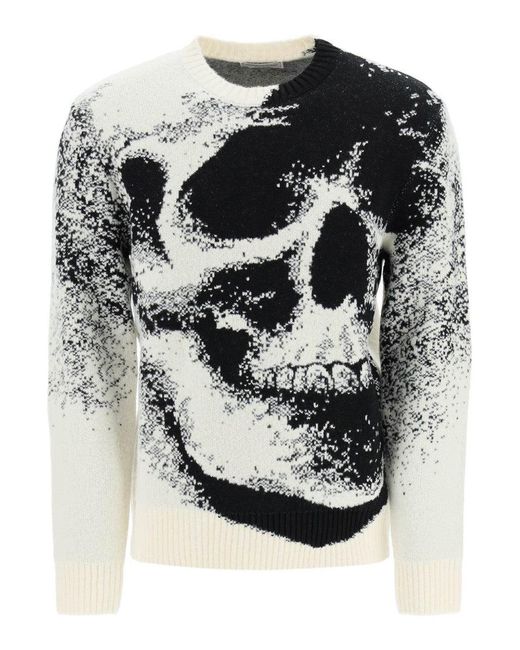 Alexander McQueen Gray Skull Sweater for men