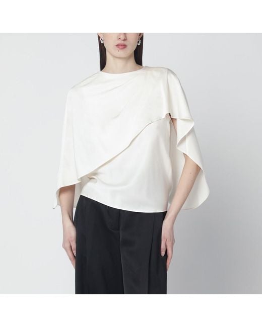 Jonathan Simkhai White Eliora Cream Satin Blouse