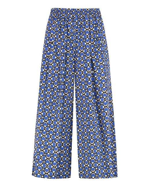 Weekend by Maxmara Blue Virgin Poplin Cotton Trousers