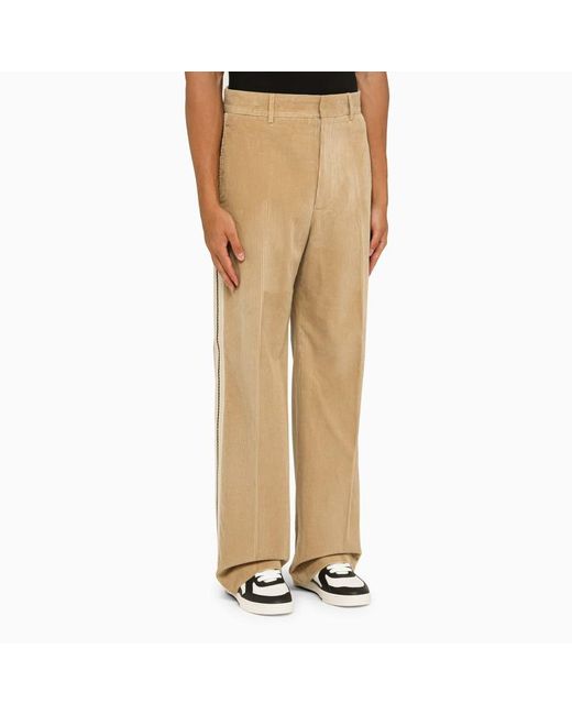 Palm Angels Natural Beige Corduroy Trousers for men