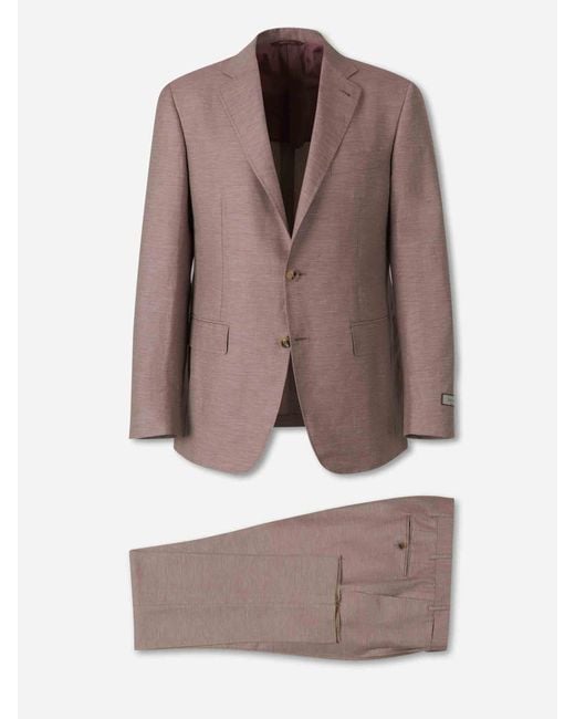 Canali Brown Straight Wool Suit for men