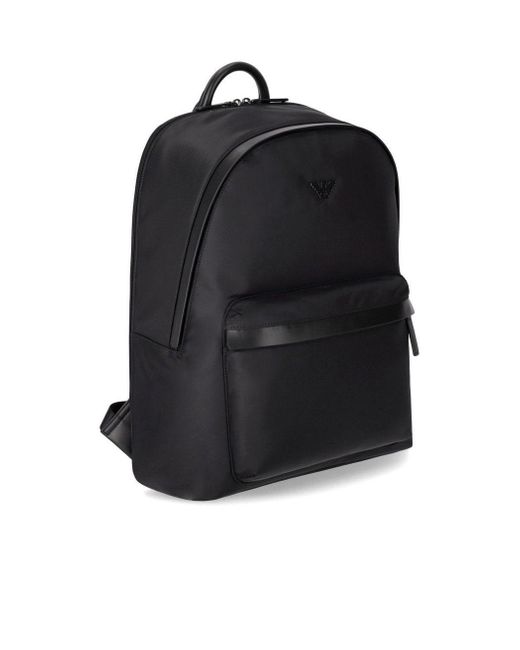Emporio Armani Black Nylon Backpack for men