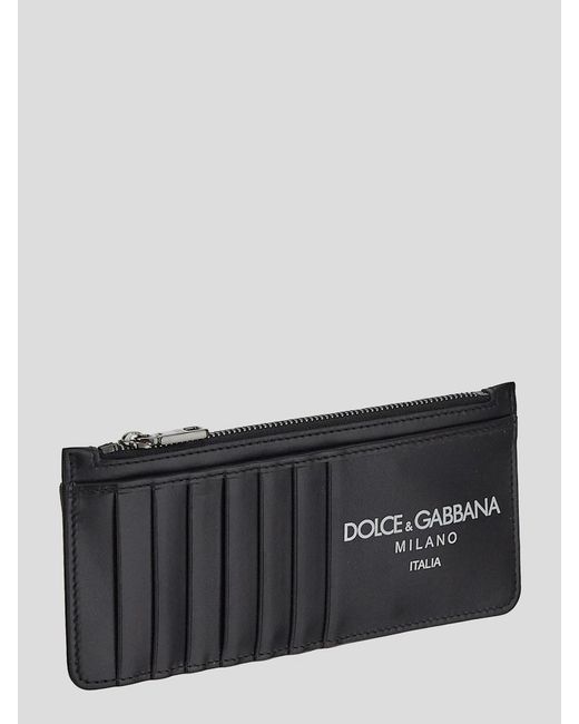 Dolce & Gabbana Gray Vertical Card Holder With Logo for men
