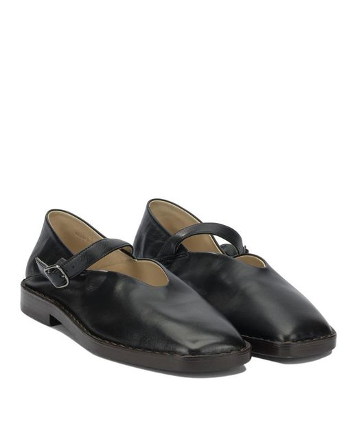 Lemaire Black Mary Jane Leather Ballet Flats