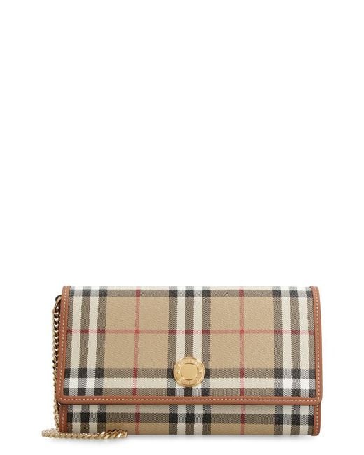 Burberry Gray Check Motif Wallet On Chain