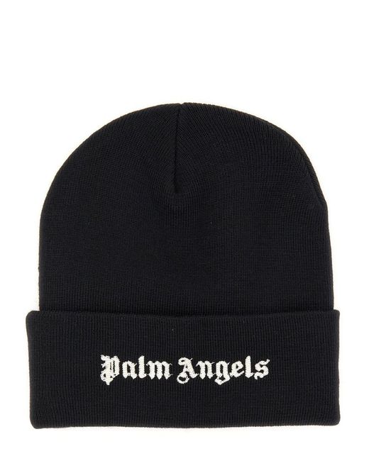 Palm Angels Black Beanie Hat