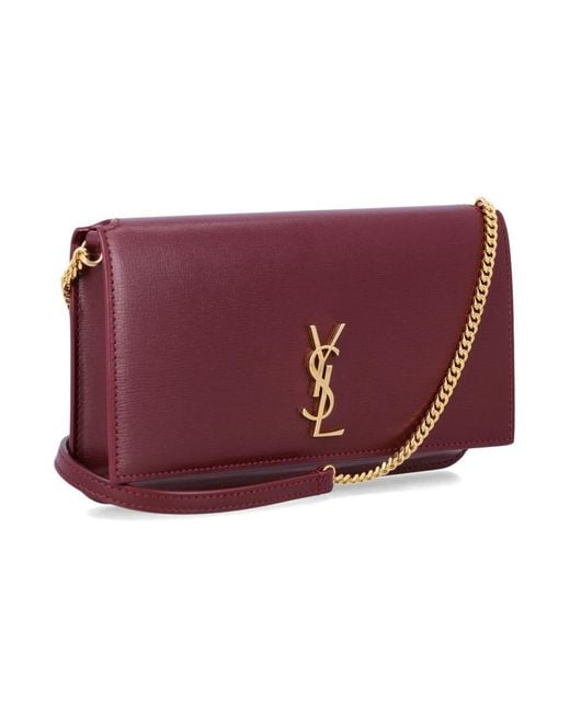 Saint Laurent Red Cassandre Leather Phone Holder