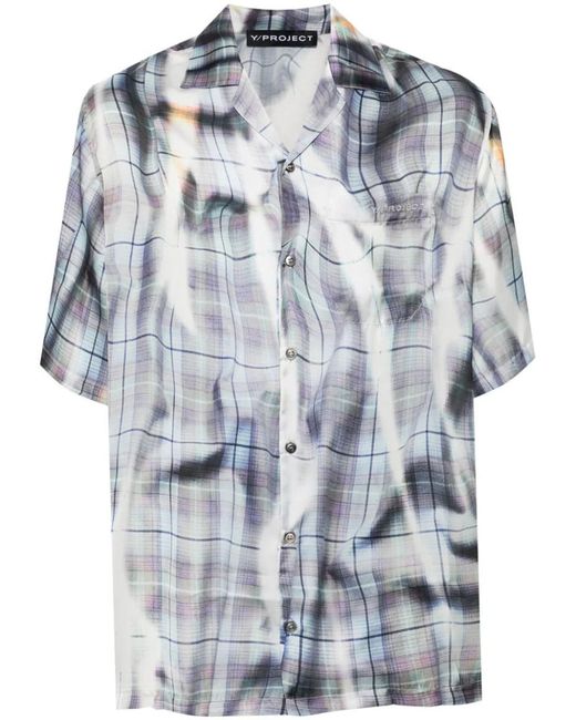 Y. Project Blue Shirt With Checked Print