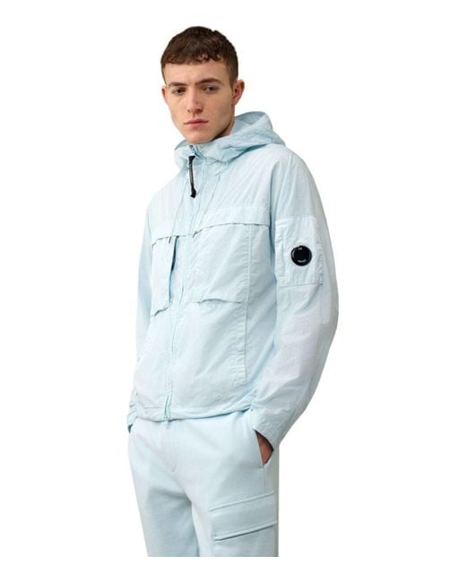 C P Company Blue Chrome-r Hooded Shell Jacket for men